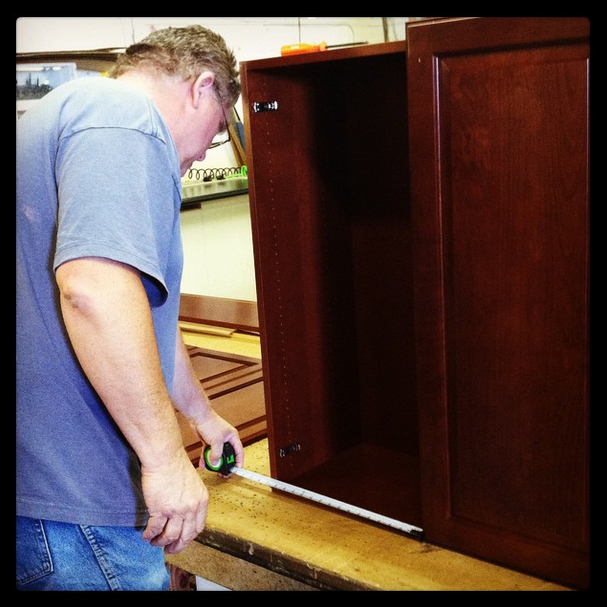 Jon checks all dimensions before your cabinets leave our shop.