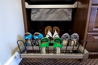 Shoe organization from Valet Custom Cabinets & Closets