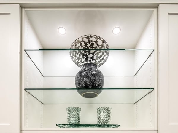 Glass shelves with LED spotlight