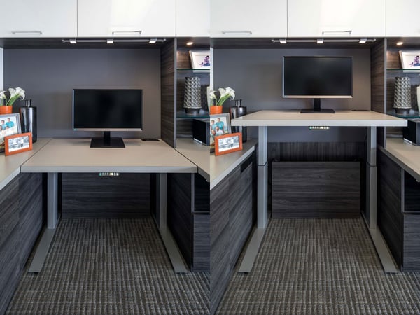 Electronic sit/stand desk by Valet Custom Cabinets & Closets