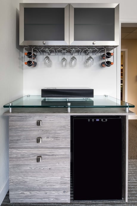 Custom bar cabinets with glassware storage