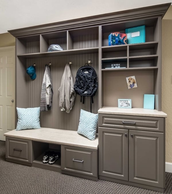 Mudroom designed by Valet Custom Cabinets & Closets