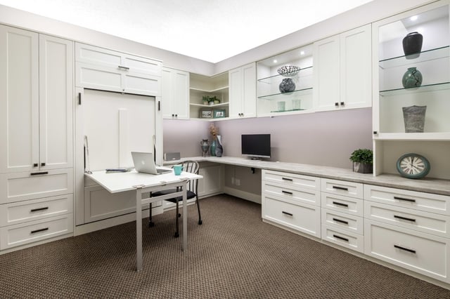 Custom Home Office with Wall Bed Table from Valet Custom Cabinets & Closets