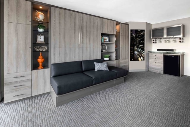 Custom Wall Bed with Bench Seat by Valet Custom Cabinets & Closets