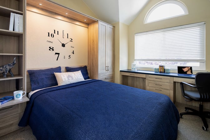 Home Office With Wall Bed, Wild Oak