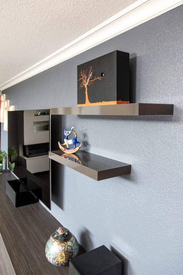 Mineral Gloss Floating Shelves by Valet Custom Cabinets & Closets