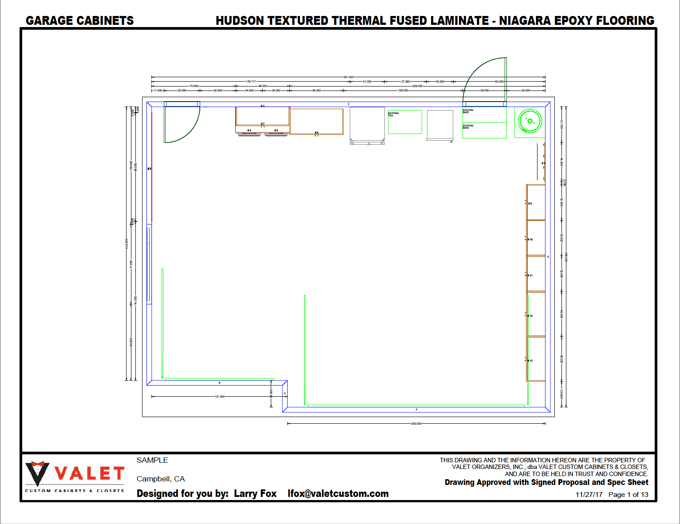 Custom Garge CAD drawing, Valet Custom Cabinets & Closets