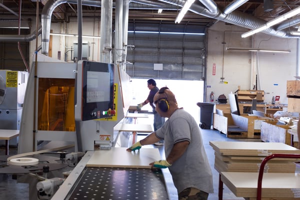 We do all of our own manufacturing on site at Valet Custom Cabinets & Closets in Campbell, CA.