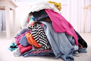 Pile of clothes from purging