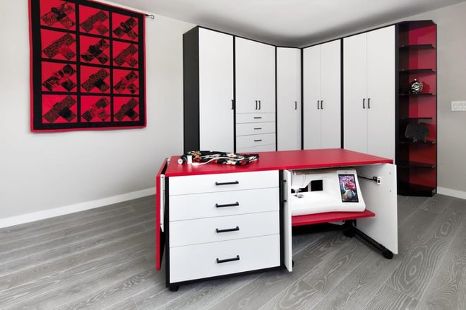 Custom cabinetry allows you to house specialty hobby equipment.
