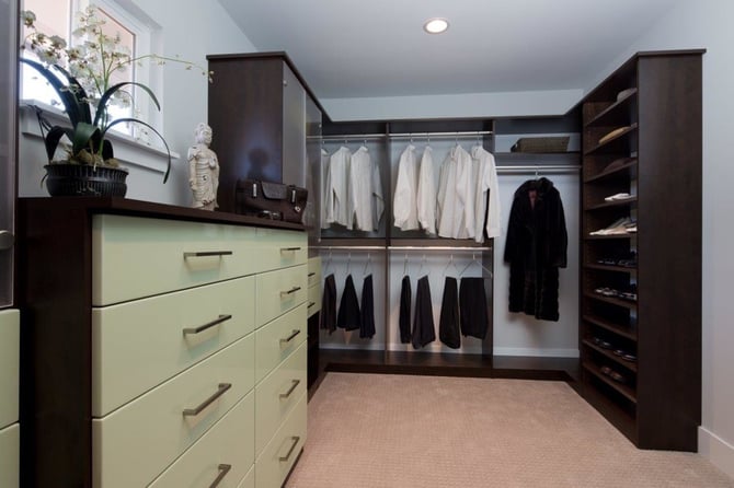 custom-designed his and hers walk-in closet 