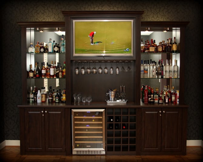 custom home bar in basement