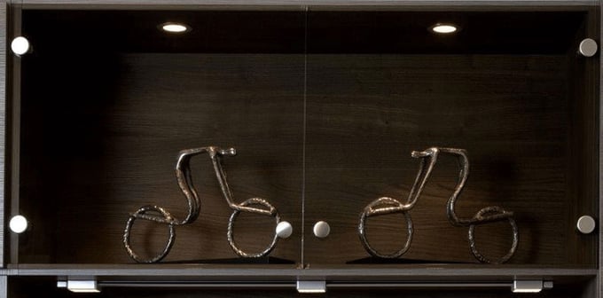 Frameless Glass Doors with LED Display Lights by Valet Custom Cabinets & Closets