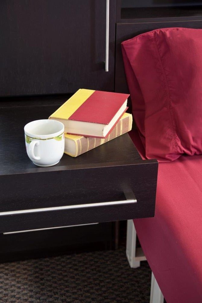 This drawer option is just one type of built-in nightstand that can accompany your wall bed.
