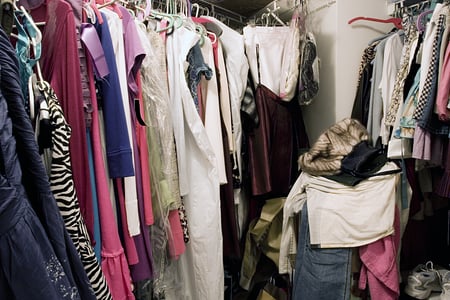 Messy, unorganized closet 