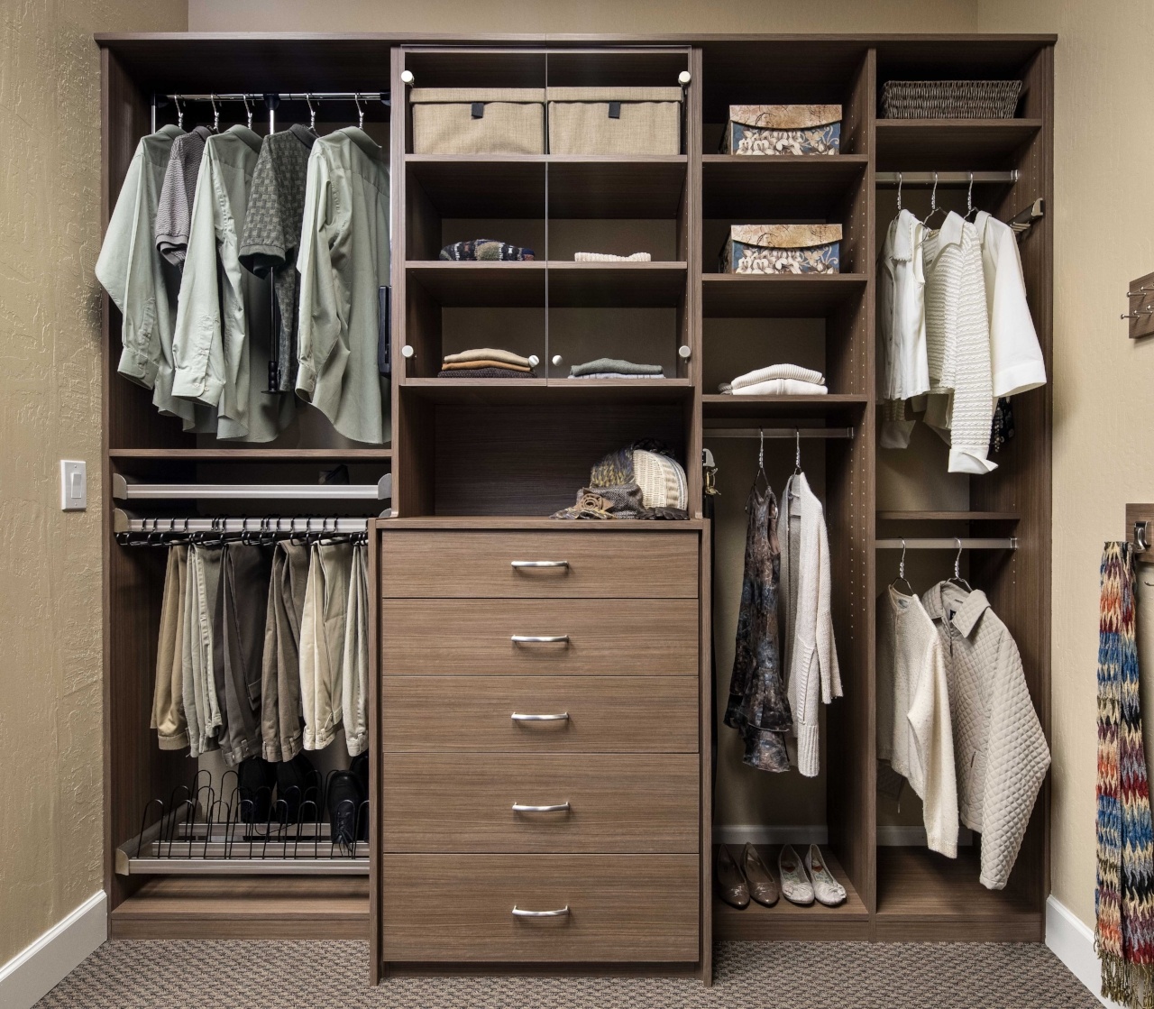 Closets Reach In Tenino Walnut Textured Melamine