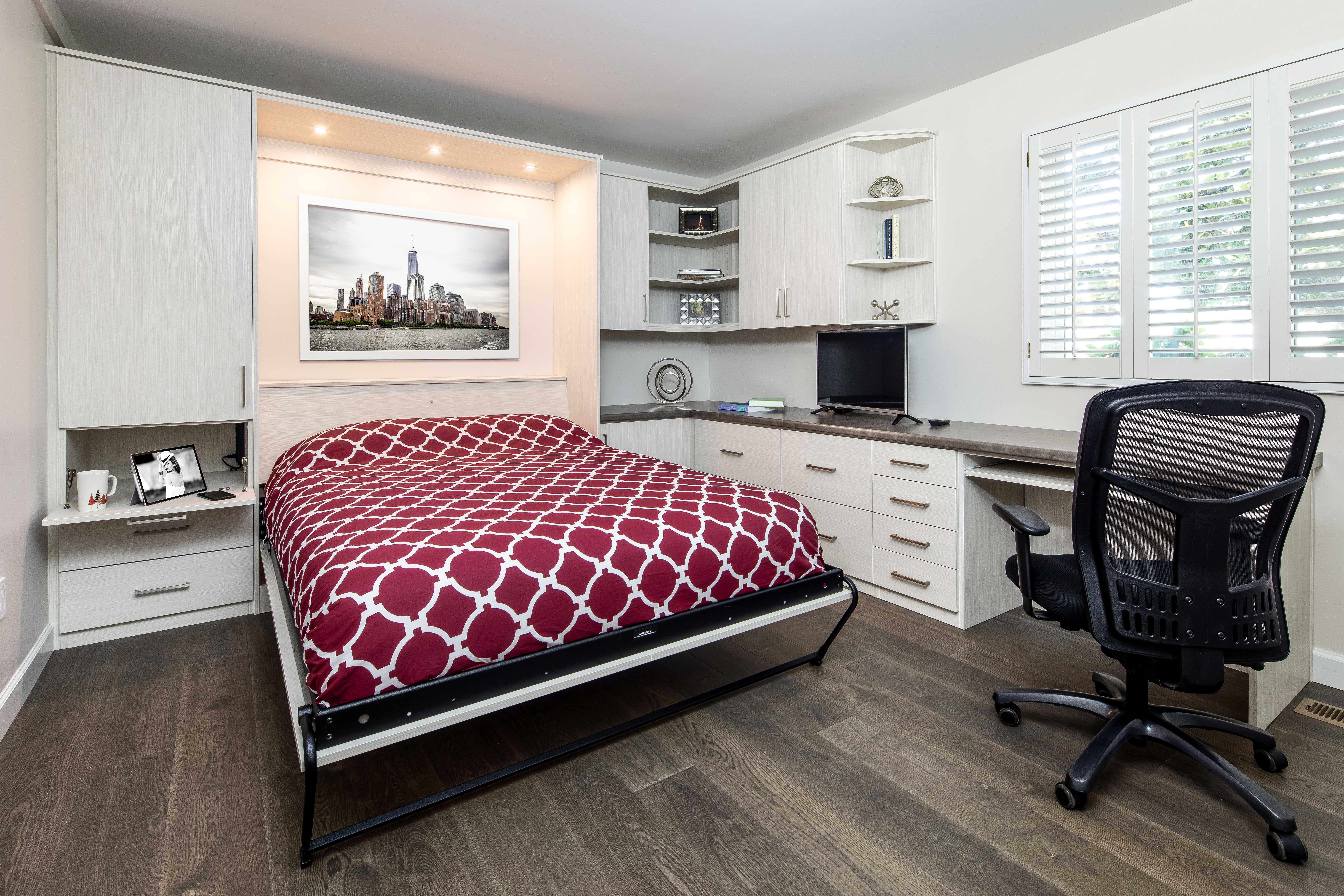 Home office with Wall Bed in Los Gatos by Valet Custom Cabinets & Closets